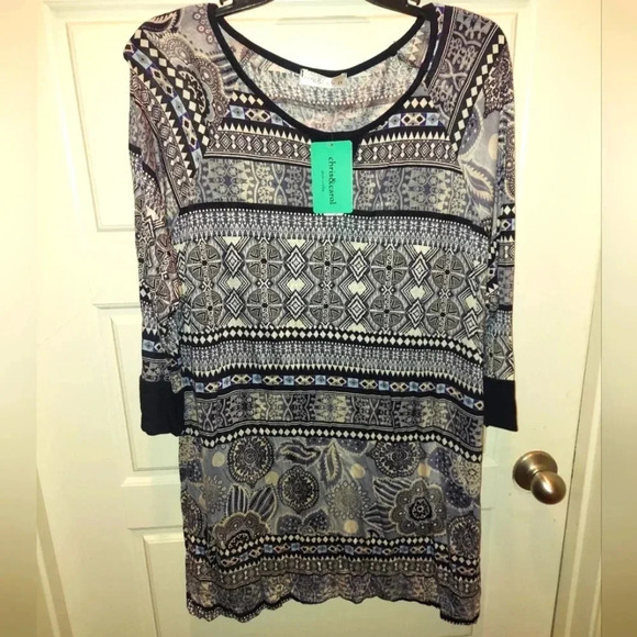 NWT Chris & Carol Tribal Boho Printed Tunic - Picture 1 of 4